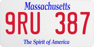 MA license plate 9RU387