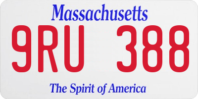 MA license plate 9RU388