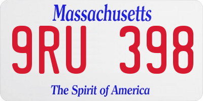 MA license plate 9RU398