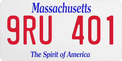 MA license plate 9RU401
