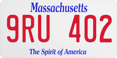 MA license plate 9RU402