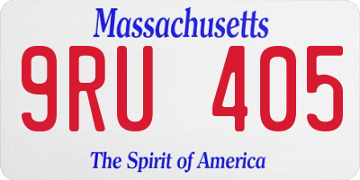 MA license plate 9RU405