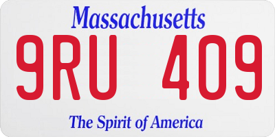 MA license plate 9RU409