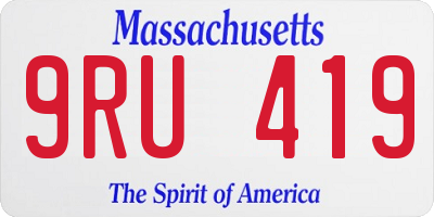 MA license plate 9RU419