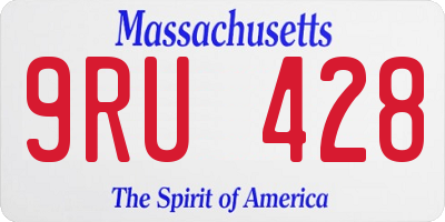 MA license plate 9RU428