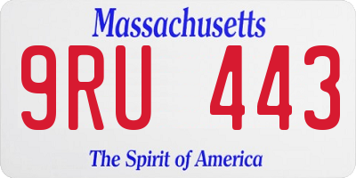 MA license plate 9RU443