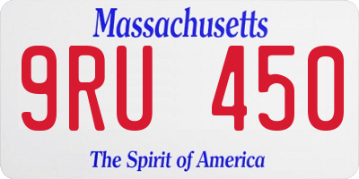 MA license plate 9RU450