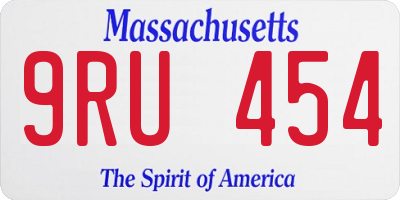 MA license plate 9RU454