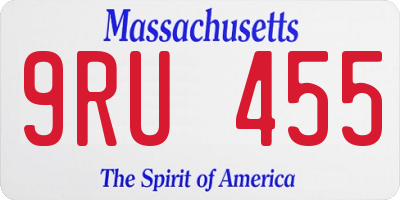 MA license plate 9RU455