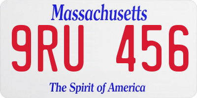 MA license plate 9RU456