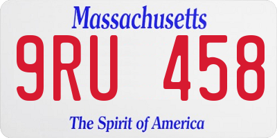 MA license plate 9RU458