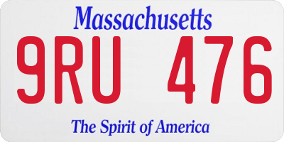 MA license plate 9RU476