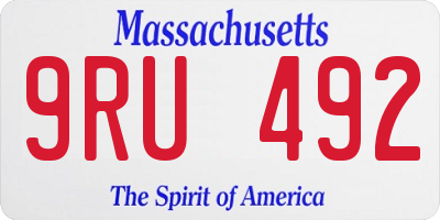 MA license plate 9RU492