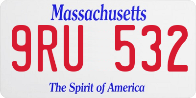 MA license plate 9RU532