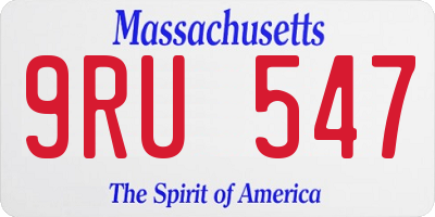 MA license plate 9RU547