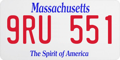 MA license plate 9RU551