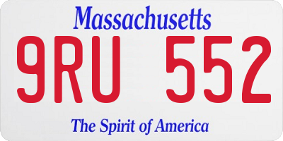 MA license plate 9RU552