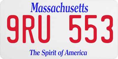 MA license plate 9RU553