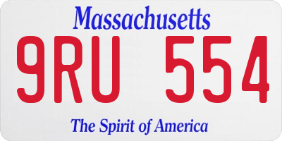 MA license plate 9RU554