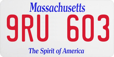 MA license plate 9RU603