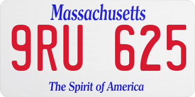 MA license plate 9RU625