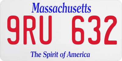 MA license plate 9RU632