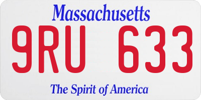 MA license plate 9RU633