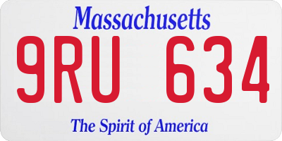 MA license plate 9RU634