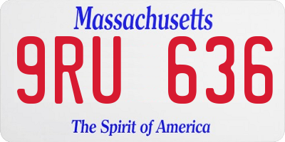 MA license plate 9RU636