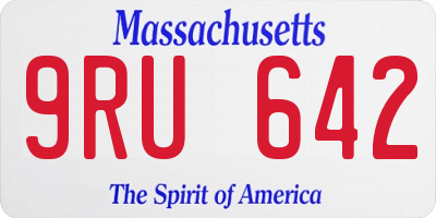 MA license plate 9RU642