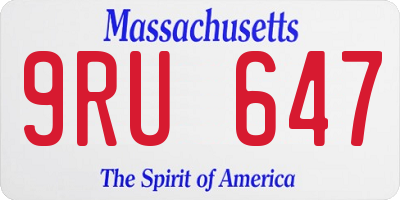 MA license plate 9RU647