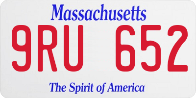 MA license plate 9RU652