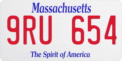 MA license plate 9RU654