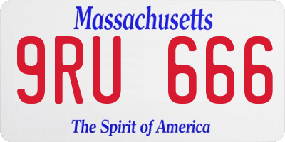 MA license plate 9RU666