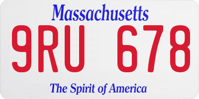 MA license plate 9RU678