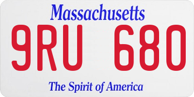 MA license plate 9RU680