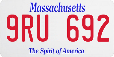 MA license plate 9RU692
