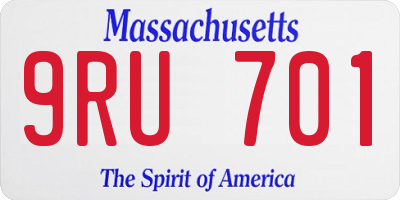 MA license plate 9RU701