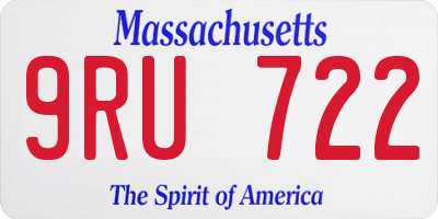 MA license plate 9RU722