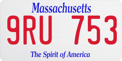 MA license plate 9RU753