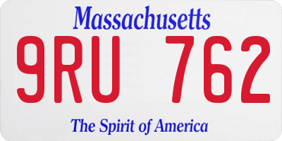 MA license plate 9RU762