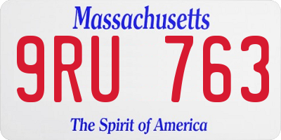 MA license plate 9RU763