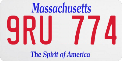MA license plate 9RU774