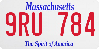 MA license plate 9RU784