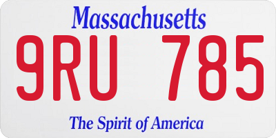 MA license plate 9RU785