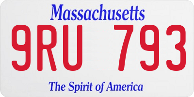 MA license plate 9RU793