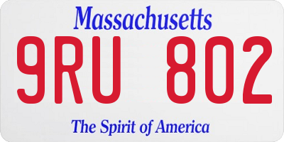 MA license plate 9RU802