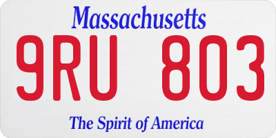 MA license plate 9RU803
