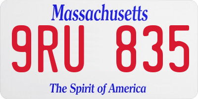 MA license plate 9RU835