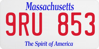 MA license plate 9RU853